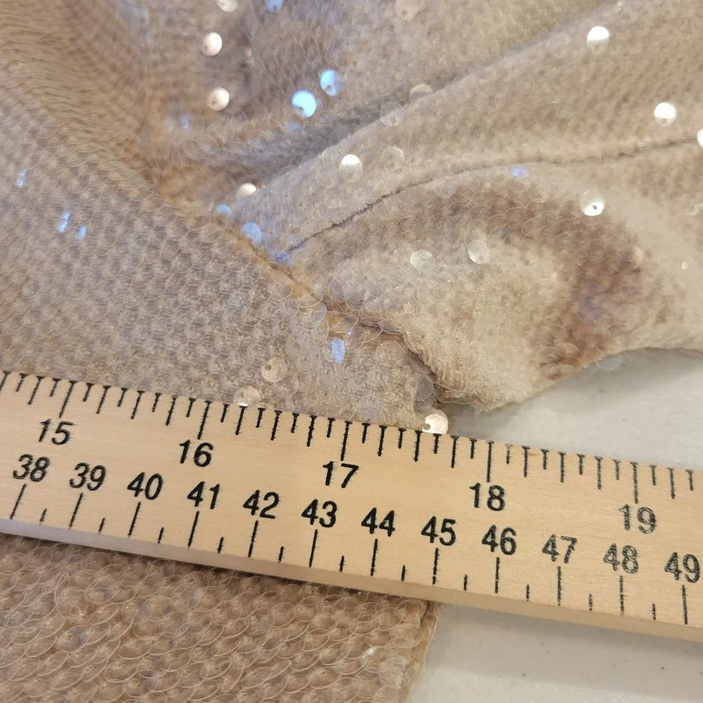 Lulus Sequin Blazer Jacket Womens Small Champagne Gold Ruched Sleeve Party - Picture 9 of 16